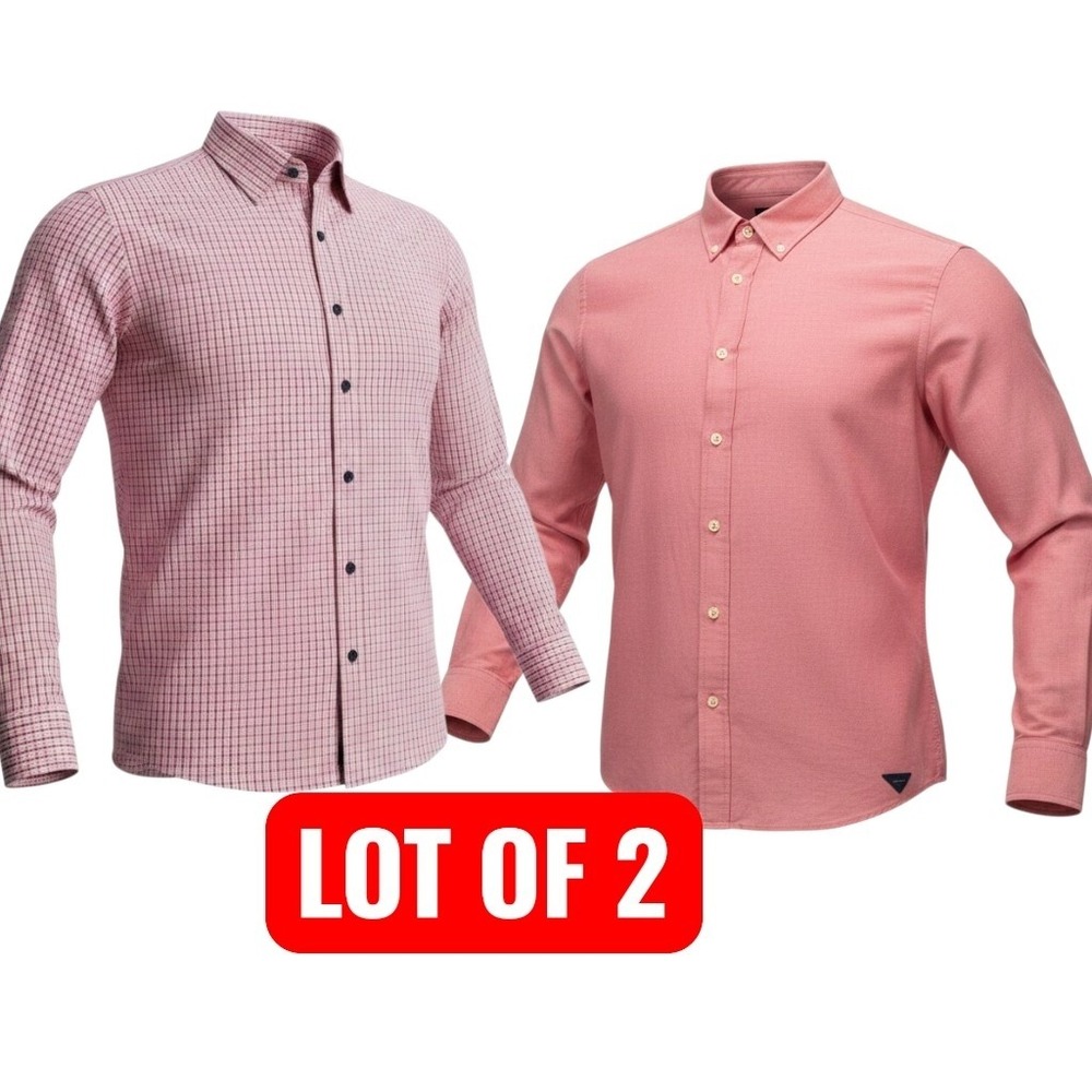 UNTUCKit Button Down Shirt Mens XXL Pink Red Lot of 2 Long Sleeve EUC